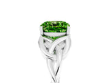 White gold Cushion Cut Peridot Solitaire Celtic Knot Ring with Four-Prong Setting_17