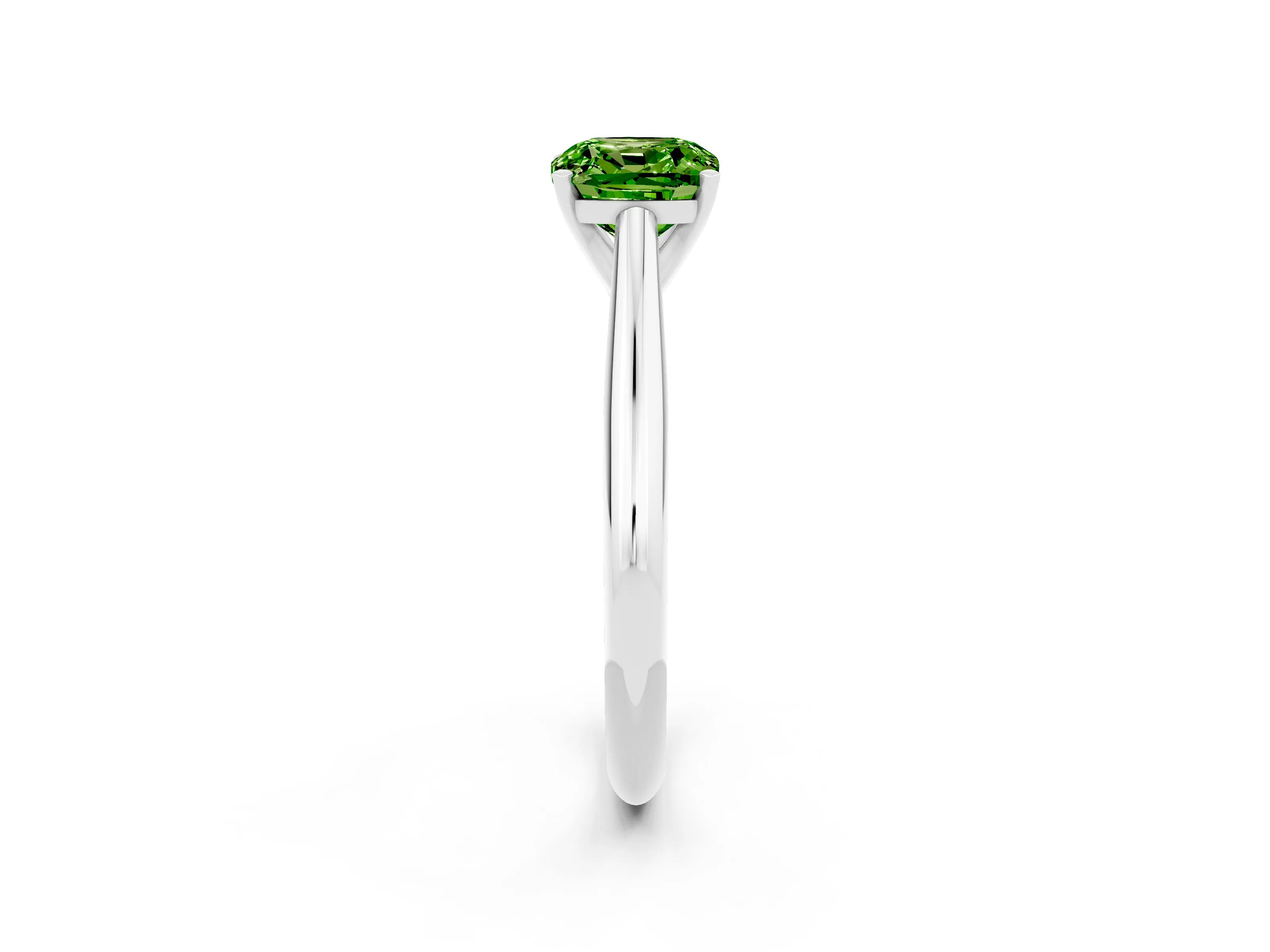 White gold Cushion Cut Peridot Solitaire Engagement Ring with Cathedral Setting and Four-Prong Mount_14