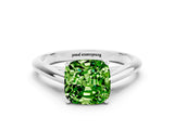 White gold Cushion Cut Peridot Solitaire Engagement Ring with Cathedral Setting and Four-Prong Mount_30