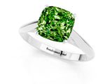 White gold Cushion Cut Peridot Solitaire Engagement Ring with Cathedral Setting and Four-Prong Mount_31