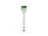 White gold Cushion Cut Peridot Solitaire Engagement Ring with Celtic Knot Band and Four-Prong Setting_2