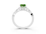 White gold Cushion Cut Peridot Solitaire Engagement Ring with Celtic Knot Band and Four-Prong Setting_3