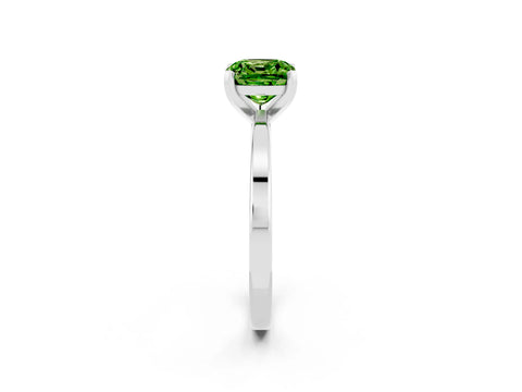 White gold Cushion Cut Peridot Solitaire Engagement Ring with Classic Band and Four-Prong Setting_26