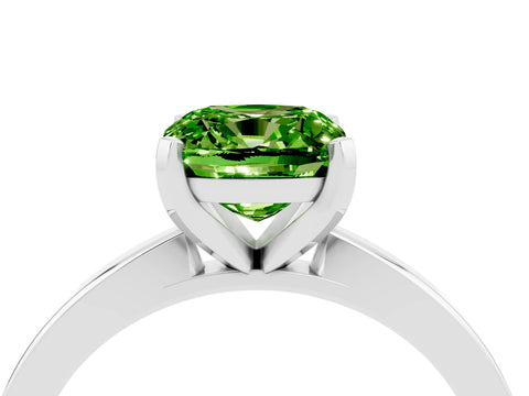 White gold Cushion Cut Peridot Solitaire Engagement Ring with Classic Band and Four-Prong Setting_28
