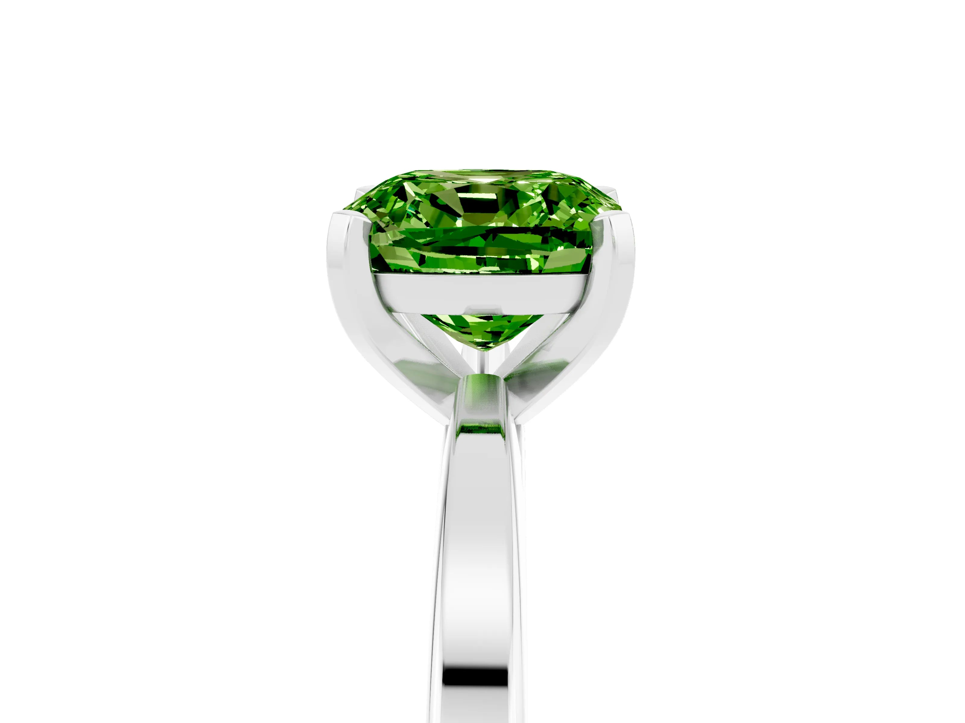 White gold Cushion Cut Peridot Solitaire Engagement Ring with Classic Band and Four-Prong Setting_29