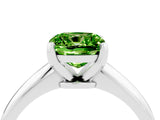 White gold Cushion Cut Peridot Solitaire Engagement Ring with Classic Band and Four-Prong Setting_52
