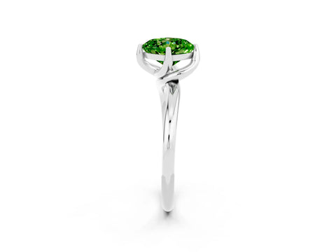 White gold Cushion Cut Peridot Solitaire Engagement Ring with Four-Prong Setting and Classic Band_14
