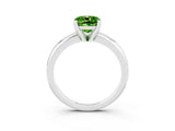 White gold Cushion Cut Peridot Solitaire Engagement Ring with Round Band and Four-Prong Setting_3