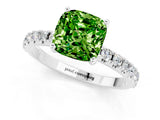White gold Cushion Cut Peridot Solitaire Pavé Band with Four-Prong Setting_1