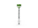 White gold Cushion Cut Peridot Solitaire Pavé Band with Four-Prong Setting_2
