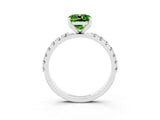 White gold Cushion Cut Peridot Solitaire Pavé Band with Four-Prong Setting_3
