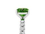 White gold Cushion Cut Peridot Solitaire Pavé Band with Four-Prong Setting_5