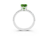White gold Cushion Cut Peridot Solitaire Pavé Engagement Ring with Round Band and Prong Setting_105