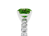 White gold Cushion Cut Peridot Solitaire Pavé Engagement Ring with Round Band and Prong Setting_107