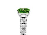 White gold Cushion Cut Peridot Solitaire Ring with Cathedral Setting and Pavé Band_5