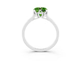 White gold Cushion Cut Peridot Solitaire Ring with Flower Prong Setting and Classic Band_16