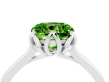White gold Cushion Cut Peridot Solitaire Ring with Flower Prong Setting and Classic Band_17
