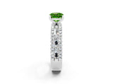 White gold Cushion Cut Peridot Solitaire Ring with Pavé and Channel Set Band_2