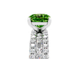 White gold Cushion Cut Peridot Solitaire Ring with Pavé and Channel Set Band_5