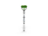 White gold Cushion Cut Peridot Solitaire Ring with Pave Band and Four Prong Setting_26