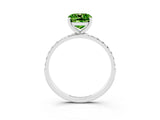 White gold Cushion Cut Peridot Solitaire Ring with Pave Band and Four Prong Setting_27