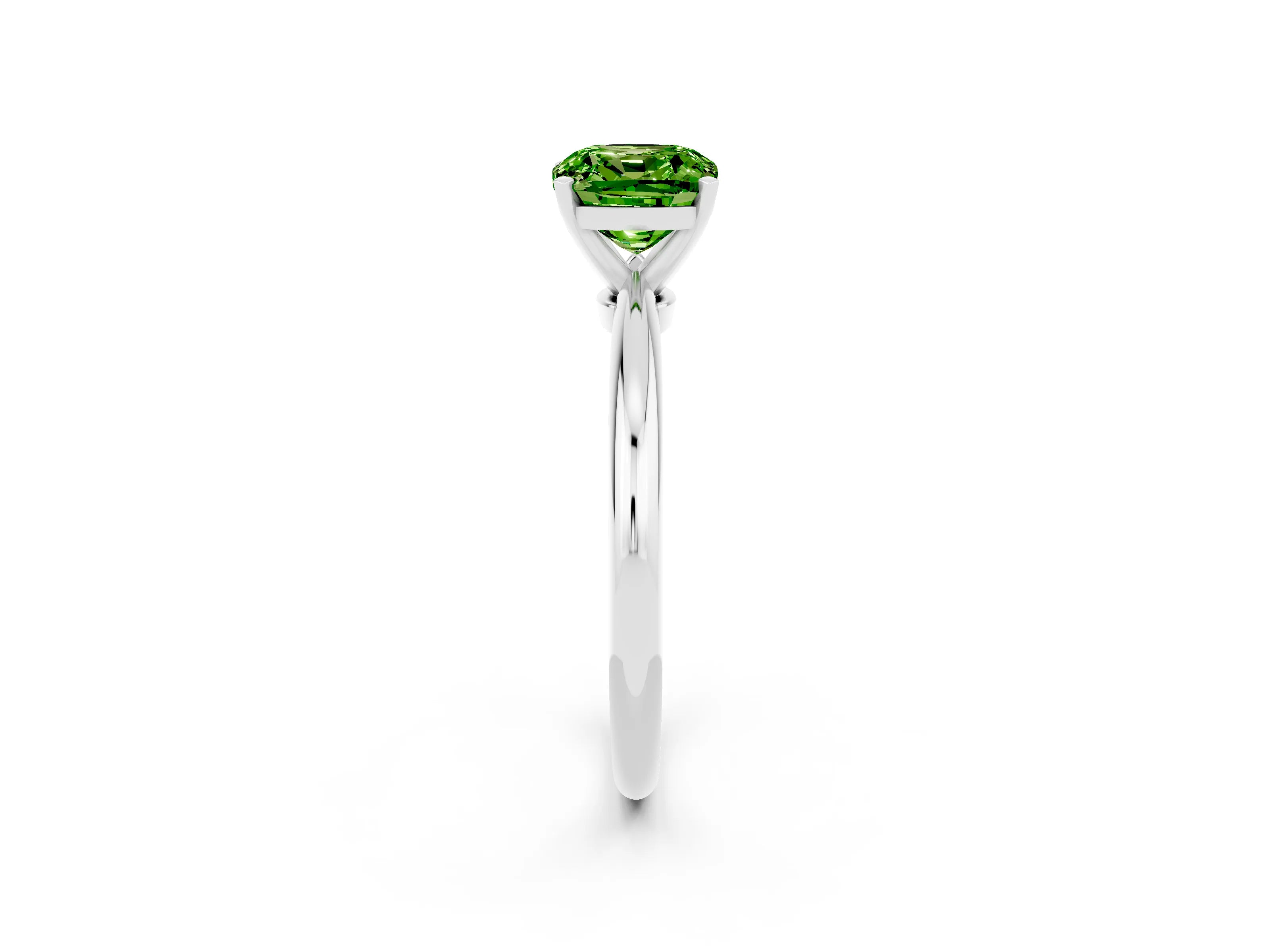 White gold Cushion Cut Peridot Solitaire Ring with Six-Prong Setting and Classic Band_14