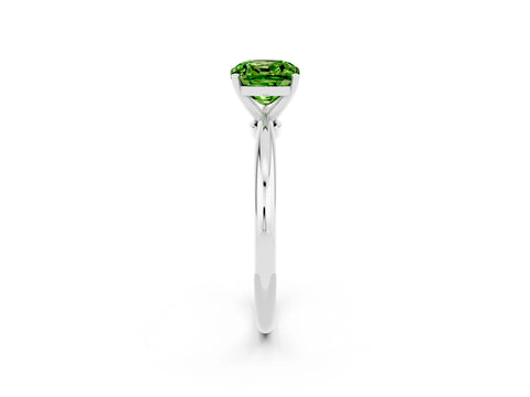 White gold Cushion Cut Peridot Solitaire Ring with Six-Prong Setting and Classic Band_14