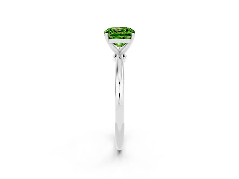 White gold Cushion Cut Peridot Solitaire Ring with Six-Prong Setting and Classic Band_14