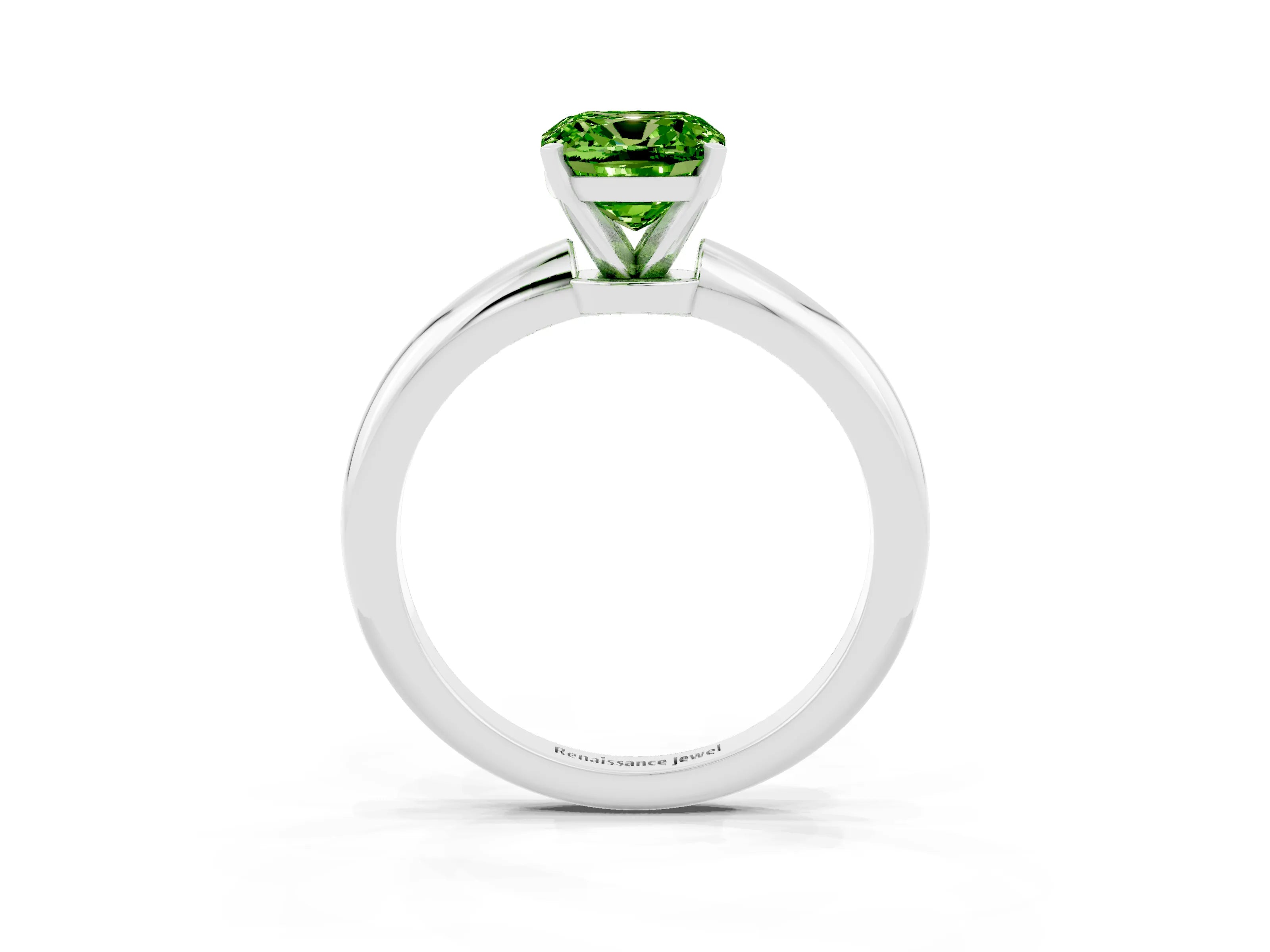 White gold Cushion Cut Peridot Solitaire Ring with Six-Prong Setting and Classic Band_15