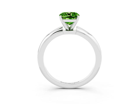 White gold Cushion Cut Peridot Solitaire Ring with Six-Prong Setting and Classic Band_15