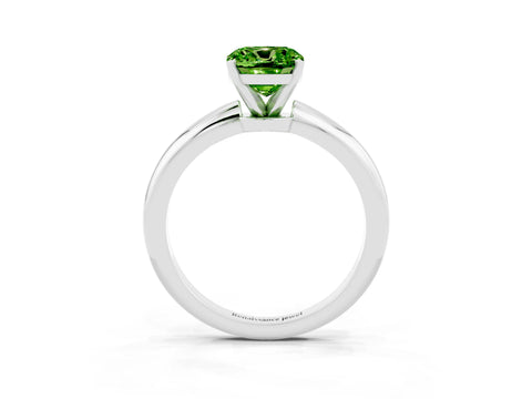 White gold Cushion Cut Peridot Solitaire Ring with Six-Prong Setting and Classic Band_15