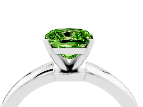 White gold Cushion Cut Peridot Solitaire Ring with Six-Prong Setting and Classic Band_16