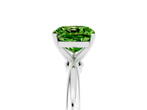White gold Cushion Cut Peridot Solitaire Ring with Six-Prong Setting and Classic Band_17