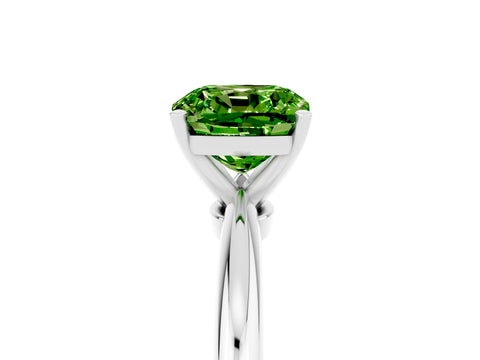 White gold Cushion Cut Peridot Solitaire Ring with Six-Prong Setting and Classic Band_17