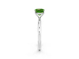 White gold Cushion Cut Peridot Solitaire Ring with Thin Band and Four-Prong Setting_2
