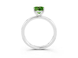 White gold Cushion Cut Peridot Solitaire Ring with Thin Band and Four-Prong Setting_3