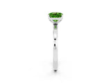White gold Cushion Cut Peridot Solitaire Ring with Thin Band and Prong Setting_14