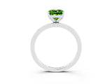 White gold Cushion Cut Peridot Solitaire Ring with Thin Band and Prong Setting_15