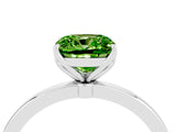 White gold Cushion Cut Peridot Solitaire Ring with Thin Band and Prong Setting_16