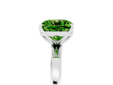 White gold Cushion Cut Peridot Solitaire Ring with Thin Band and Prong Setting_17