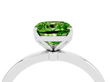 White gold Cushion Cut Peridot Solitaire Ring with Thin Band and Prong Setting_40