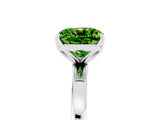 White gold Cushion Cut Peridot Solitaire Ring with Thin Band and Prong Setting_41