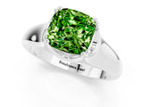 White gold Cushion Cut Peridot Solitaire Ring with Wide Band and Prong Setting_1