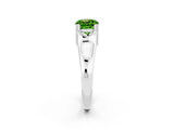 White gold Cushion Cut Peridot Solitaire Ring with Wide Band and Prong Setting_2