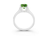 White gold Cushion Cut Peridot Solitaire Ring with Wide Band and Prong Setting_3