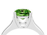 White gold Cushion Cut Peridot Solitaire Ring with Wide Band and Prong Setting_4