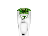 White gold Cushion Cut Peridot Solitaire Ring with Wide Band and Prong Setting_5