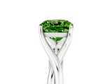 White gold Cushion Cut Peridot Solitaire Twist Band Prong Setting Ring_65