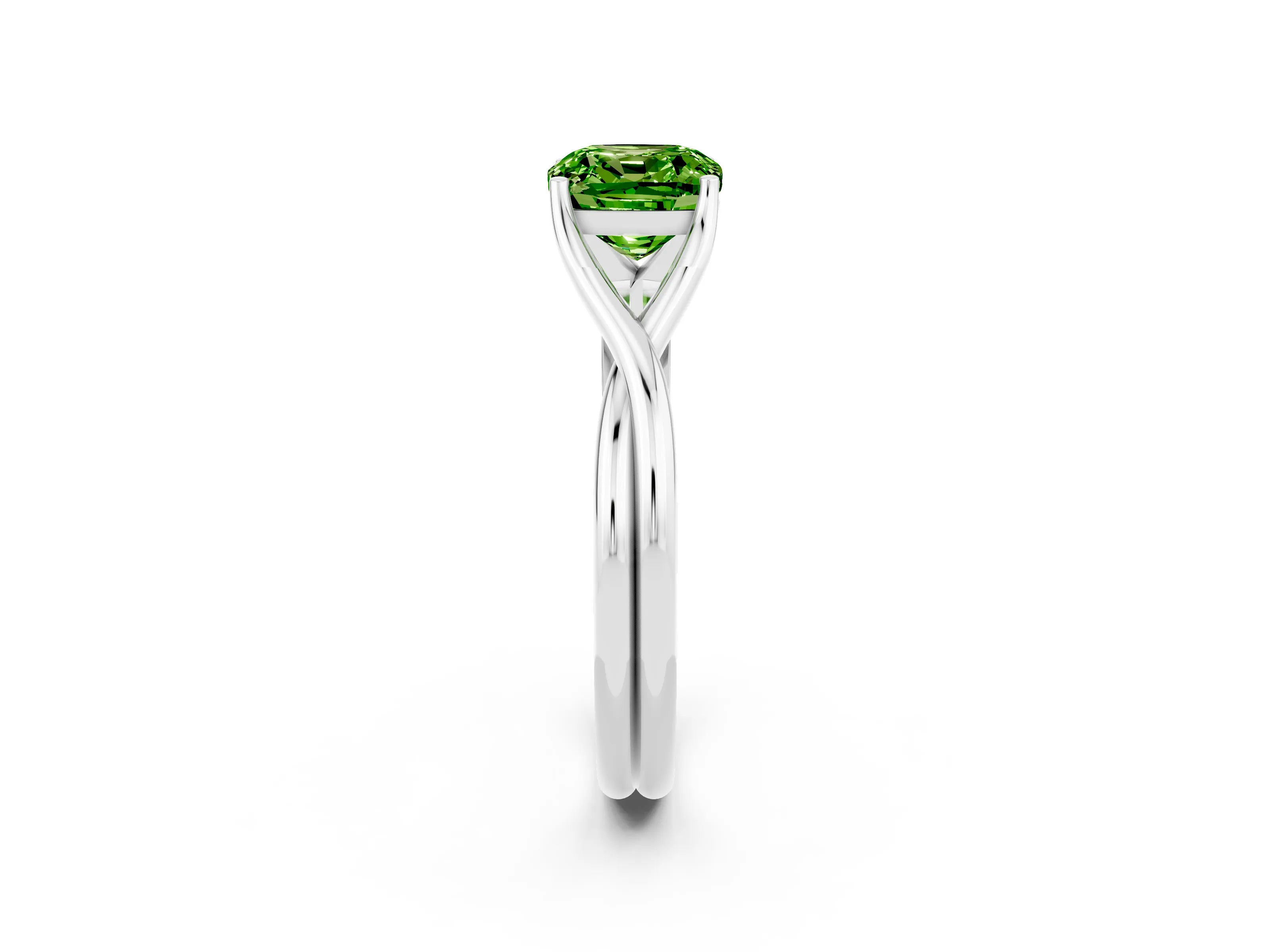 White gold Cushion Cut Peridot Solitaire Twist Band Prong Setting Ring_75