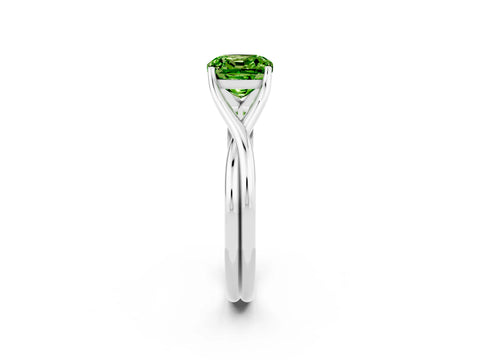 White gold Cushion Cut Peridot Solitaire Twist Band Prong Setting Ring_75